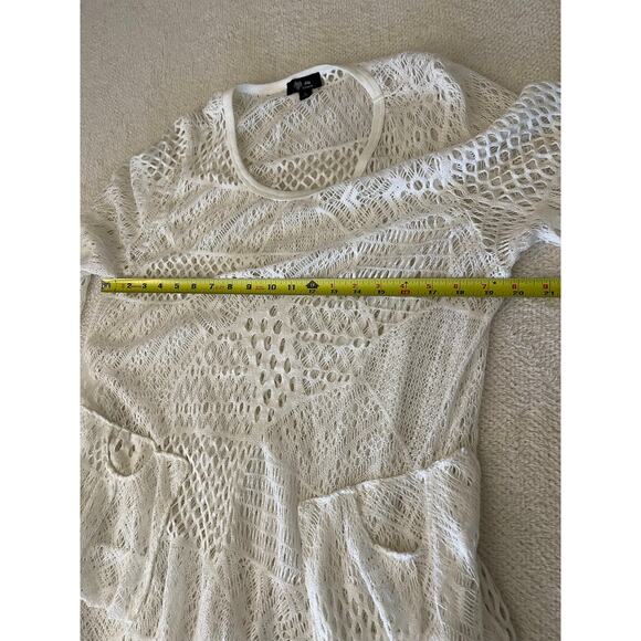 Lily Women's Crochet Open Knit Asymmetric Top White L Whimsical Mermaid Boho - Picture 14 of 16